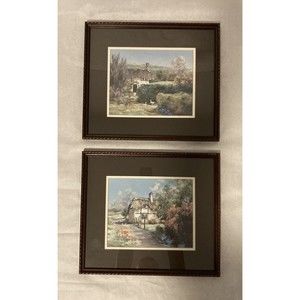 Set Of 2 Vintage 1989 Cottage Paintings Signed By Artist Marty Bell 545&539/2400